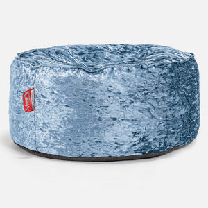 Pouf Design Rond - Vintage Velours Mer Égée