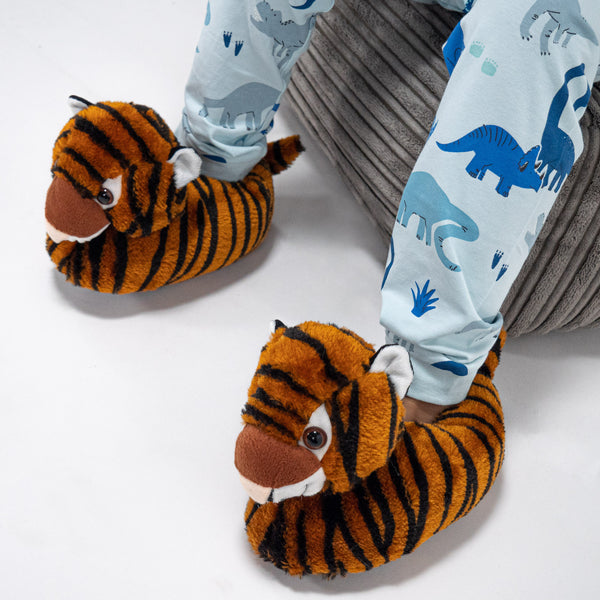 Pantoufles Tigre Doux pour Enfants Fabric Close-up Image